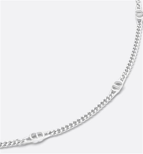 CD Icon Thin Chain Link Necklace Silver.